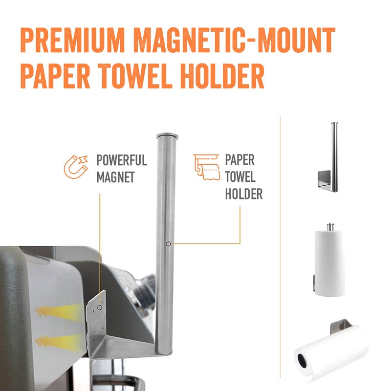 Yukon Glory Magnetic Paper Towel Holder for Refrigerator & Grill, Stainless Steel, Strong Magnet, Rotatable, Non-Scratch Pad - Image 2